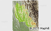 Physical 3D Map of Paletwa, semi-desaturated