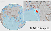Gray Location Map of Paletwa, hill shading