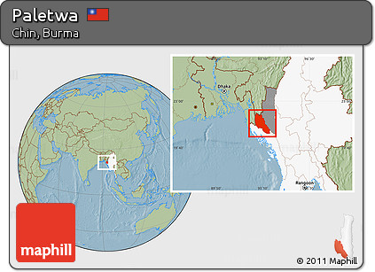 Savanna Style Location Map of Paletwa, highlighted country, highlighted parent region, hill shading