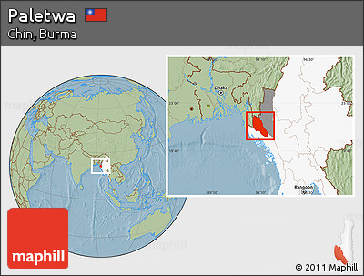 Savanna Style Location Map of Paletwa, highlighted country, highlighted parent region, hill shading