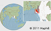 Savanna Style Location Map of Paletwa, highlighted country, highlighted parent region, hill shading