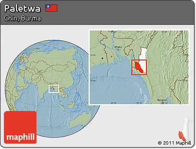 Savanna Style Location Map of Paletwa, highlighted parent region, hill shading