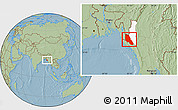 Savanna Style Location Map of Paletwa, highlighted parent region, hill shading