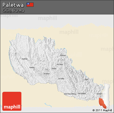 Classic Style Panoramic Map of Paletwa, single color outside