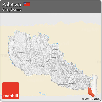 Classic Style Panoramic Map of Paletwa, single color outside
