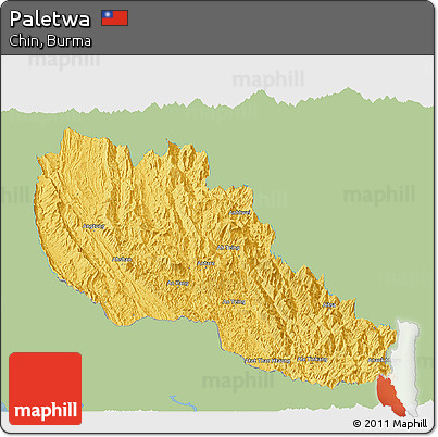 Savanna Style Panoramic Map of Paletwa, single color outside