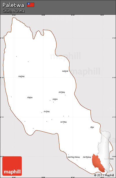 Classic Style Simple Map of Paletwa, cropped outside