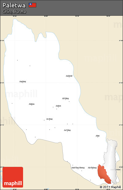 Classic Style Simple Map of Paletwa, single color outside