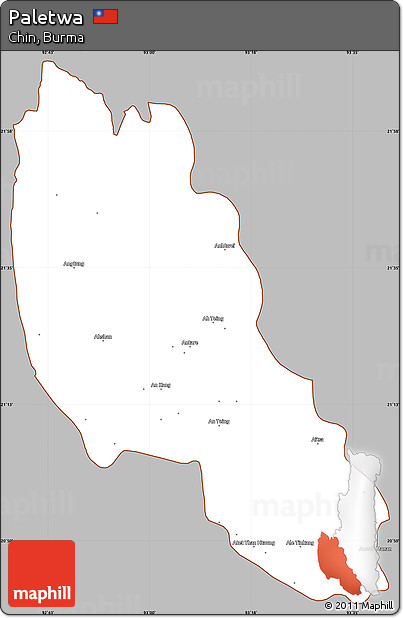 Gray Simple Map of Paletwa, cropped outside