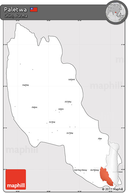 Silver Style Simple Map of Paletwa, cropped outside