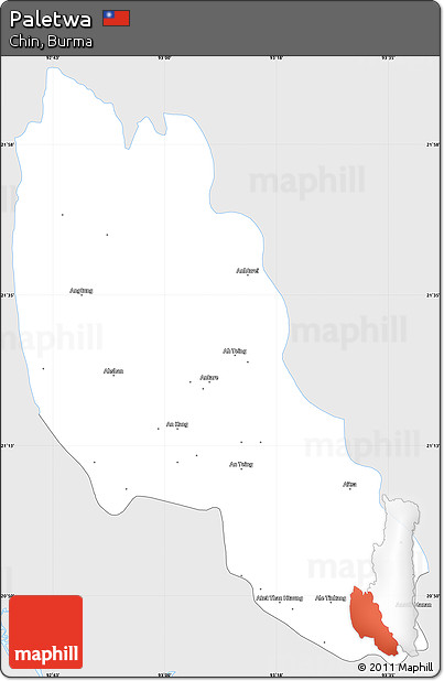 Silver Style Simple Map of Paletwa, single color outside