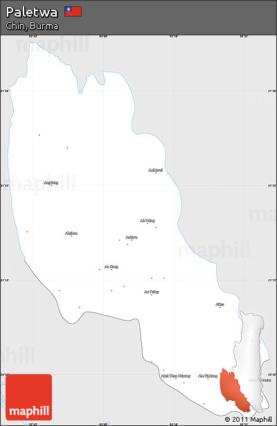Silver Style Simple Map of Paletwa, single color outside