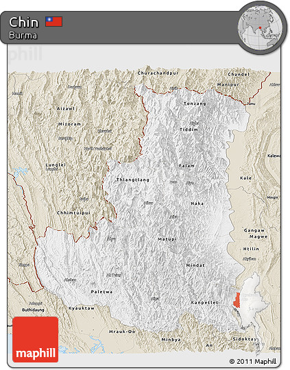 Classic Style Panoramic Map of Chin