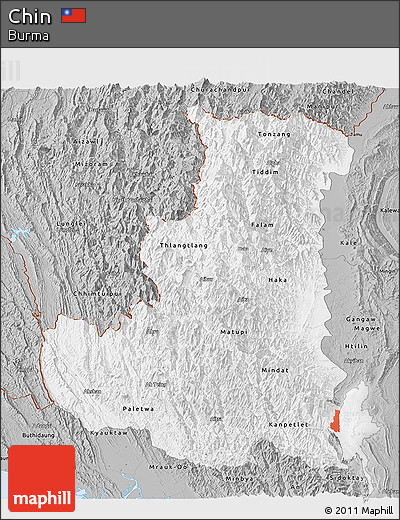 Gray Panoramic Map of Chin