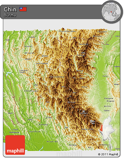 Physical Panoramic Map of Chin