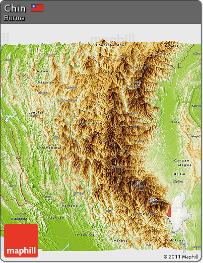 Physical Panoramic Map of Chin