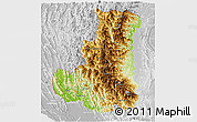 Physical Panoramic Map of Chin, lighten, desaturated