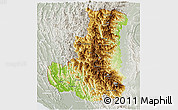 Physical Panoramic Map of Chin, lighten, semi-desaturated