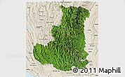 Satellite Panoramic Map of Chin, shaded relief outside