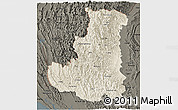 Shaded Relief Panoramic Map of Chin, darken