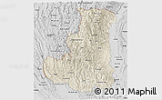 Shaded Relief Panoramic Map of Chin, desaturated