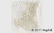 Shaded Relief Panoramic Map of Chin, lighten