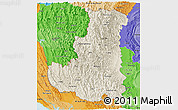 Shaded Relief Panoramic Map of Chin, political shades outside