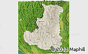 Shaded Relief Panoramic Map of Chin, satellite outside