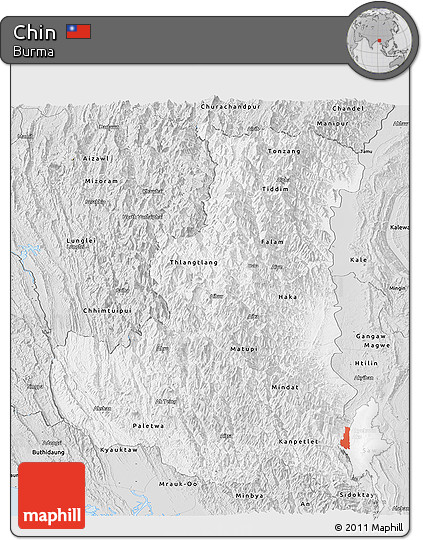 Silver Style Panoramic Map of Chin