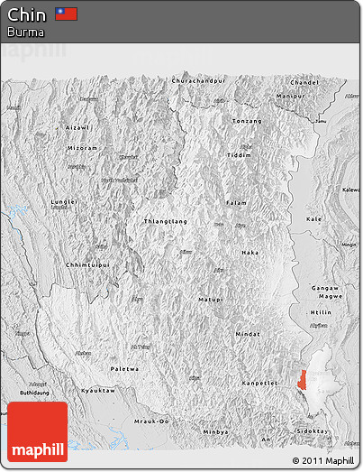 Silver Style Panoramic Map of Chin