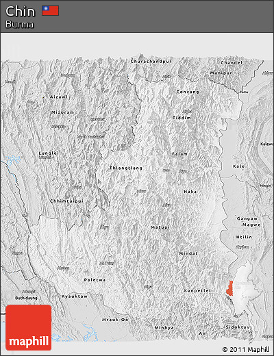 Silver Style Panoramic Map of Chin