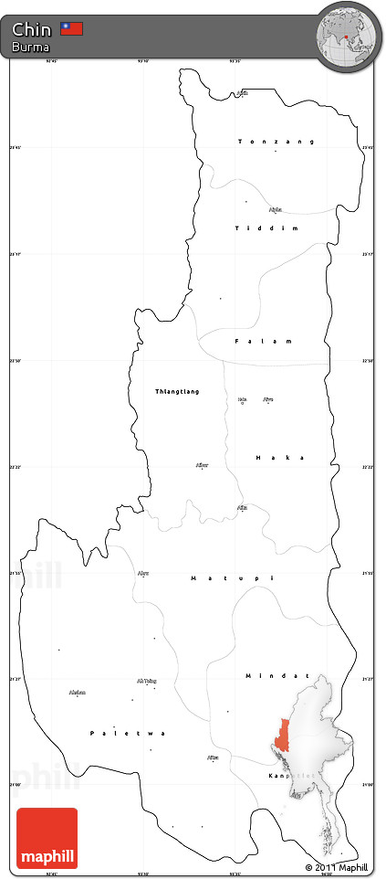 Blank Simple Map of Chin, cropped outside