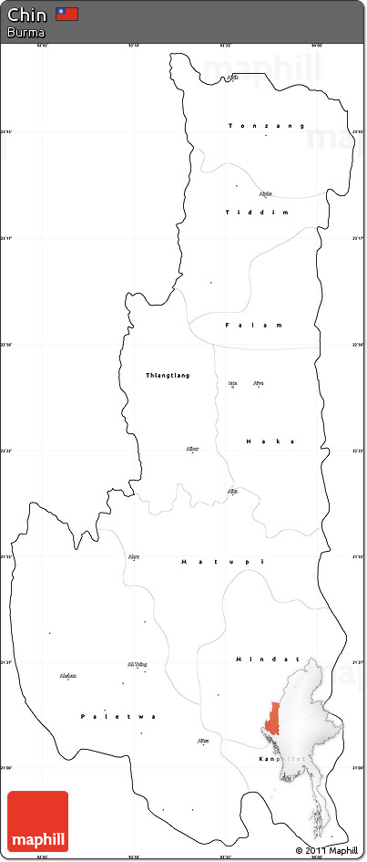 Blank Simple Map of Chin, cropped outside