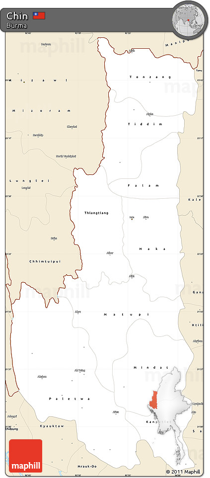 Classic Style Simple Map of Chin