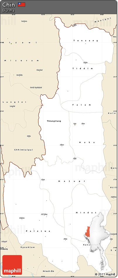 Classic Style Simple Map of Chin