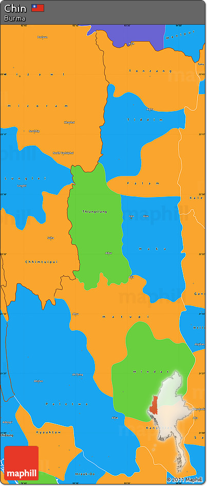 Political Simple Map of Chin