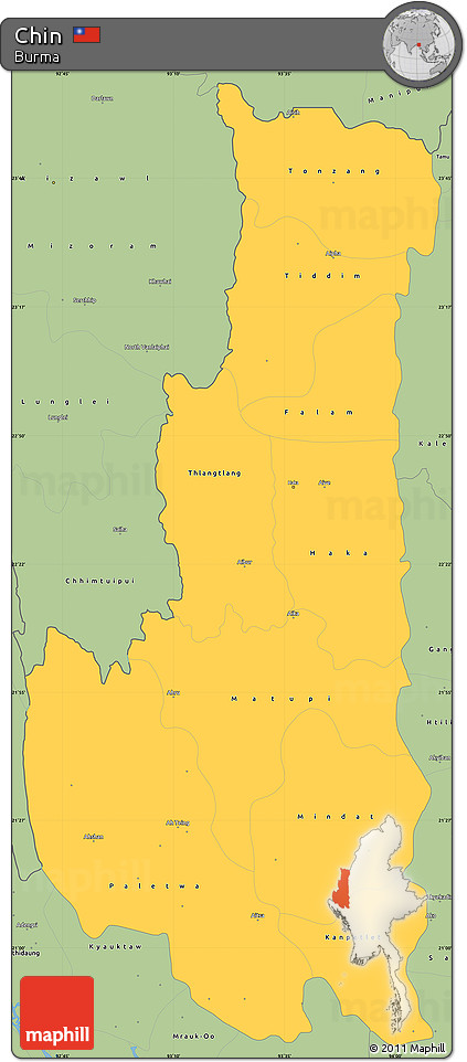 Savanna Style Simple Map of Chin