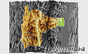 Physical 3D Map of Tiddim, darken, desaturated