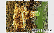 Physical 3D Map of Tiddim, darken