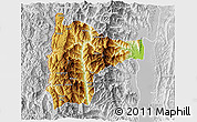 Physical 3D Map of Tiddim, lighten, desaturated