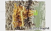 Physical 3D Map of Tiddim, semi-desaturated