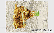 Physical 3D Map of Tiddim, shaded relief outside