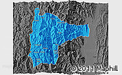 Political 3D Map of Tiddim, darken, desaturated