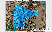 Political 3D Map of Tiddim, darken, semi-desaturated