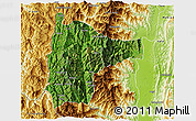 Satellite 3D Map of Tiddim, physical outside