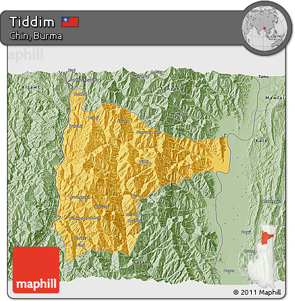 Savanna Style 3D Map of Tiddim