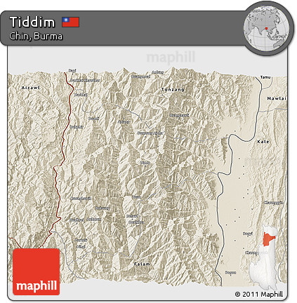Shaded Relief 3D Map of Tiddim