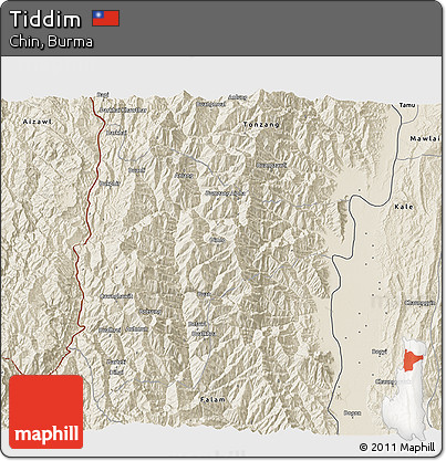 Shaded Relief 3D Map of Tiddim