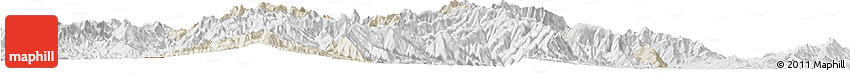 Shaded Relief Horizon Map of Tiddim, lighten, desaturated