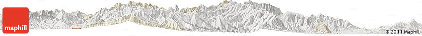 Shaded Relief Horizon Map of Tiddim, lighten, semi-desaturated